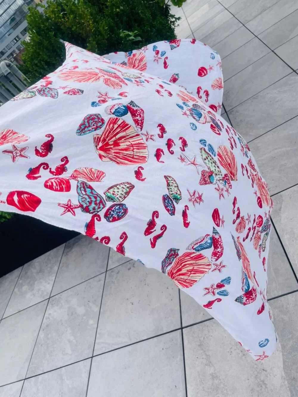 COLORI DI MARE Italian Beach-Themed Scarf Nautical Shell Motifs Pattern
